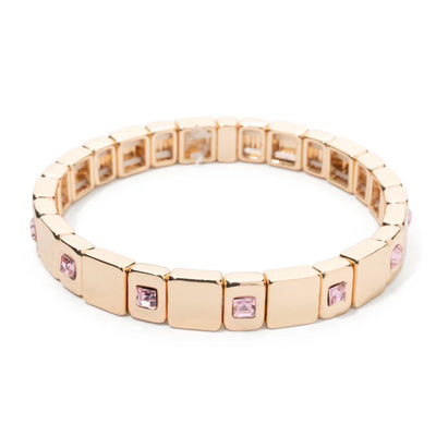 Goldene Stretch-Armbänder mit bunten Kristallen