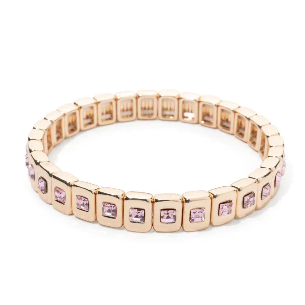 Goldene Stretch-Armbänder mit bunten Kristallen