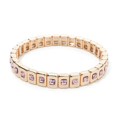 Goldene Stretch-Armbänder mit bunten Kristallen