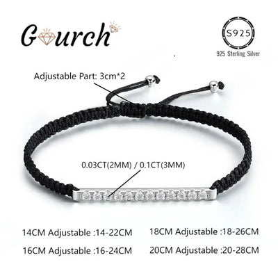 Geflochtenes Armband mit Moissanit, 925er Sterlingsilber