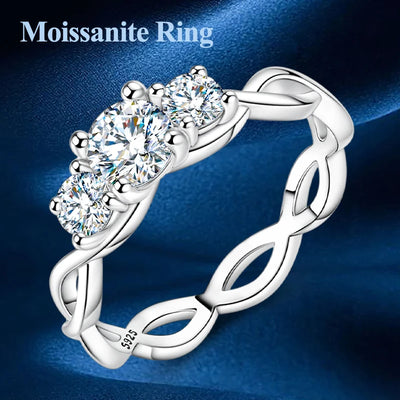 Eleganter Moissanit Ring, 925er Sterlingsilber, Geflochtene Form