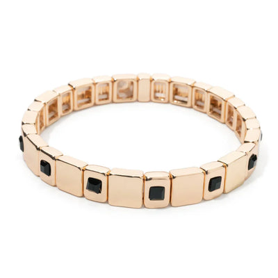 Goldene Stretch-Armbänder mit bunten Kristallen