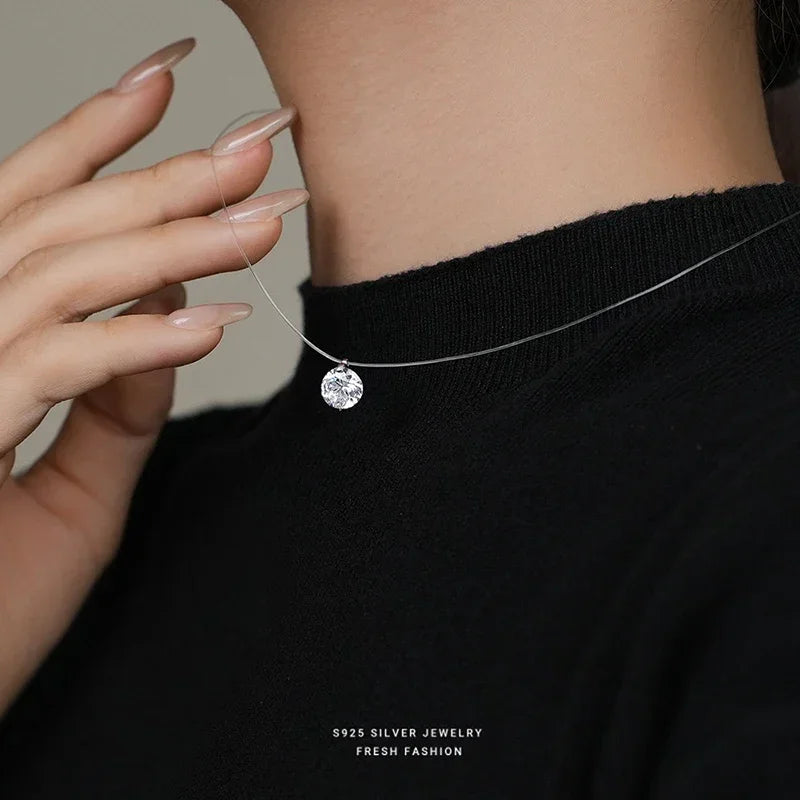 Halskette Moissanit oder Zirkonia, 925er Sterlingsilber