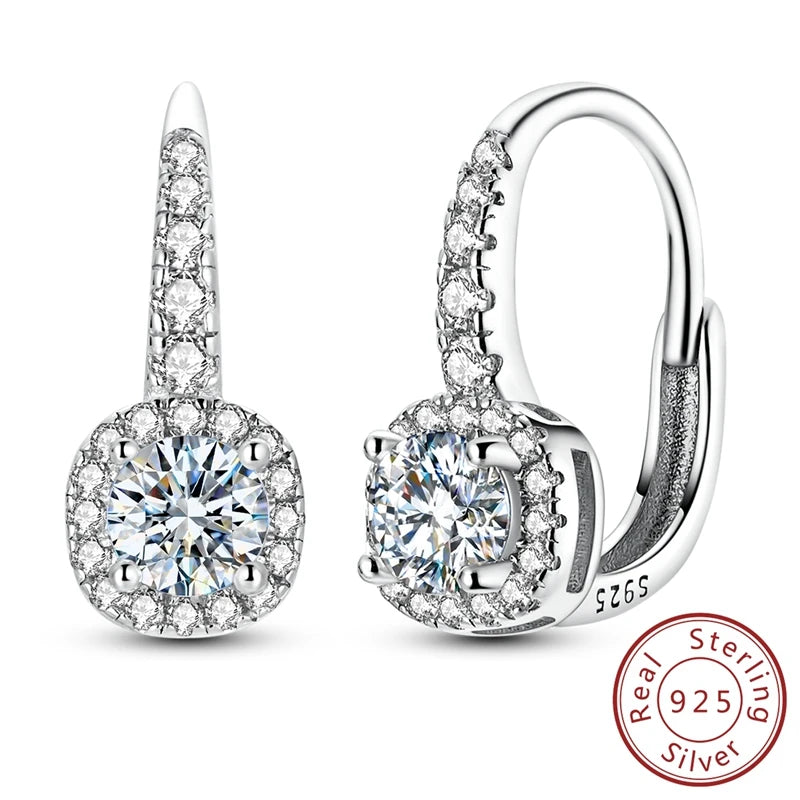 Würfelförmige Moissanit Ohrringe, 925er Sterling Silber