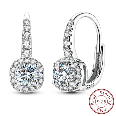 Würfelförmige Moissanit Ohrringe, 925er Sterling Silber