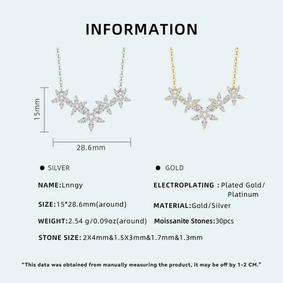 Lnngy Exquisite Moissanit-Diamant-Halskette aus 925er Sterlingsilber mit Blumenanhänger