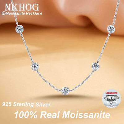 Moissanit Damen Halskette, 925er Sterling Silber, Bubble-Design, 18K Vergoldet