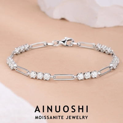 Moissanit Armband, Verstellbares 925er Sterling Silber