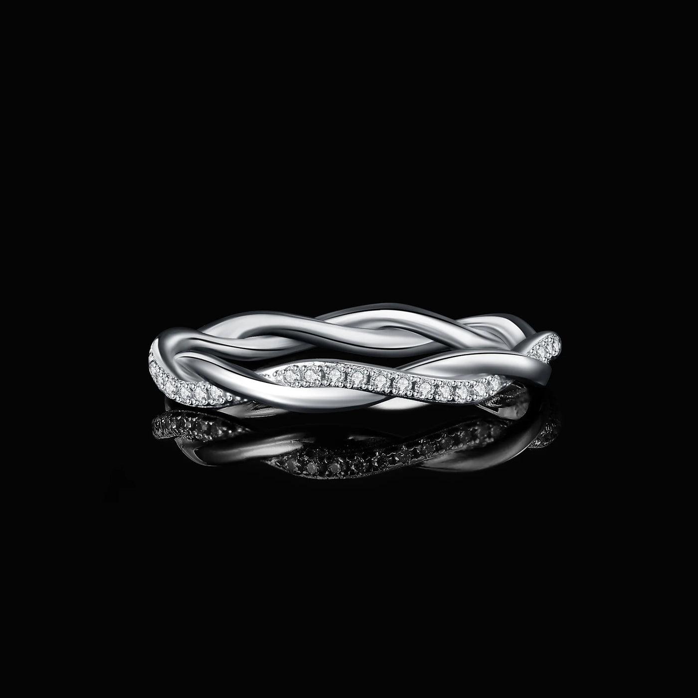 Liebe & Seil Moissanit Unendlichkeits-Ring  925er Sterlingsilber