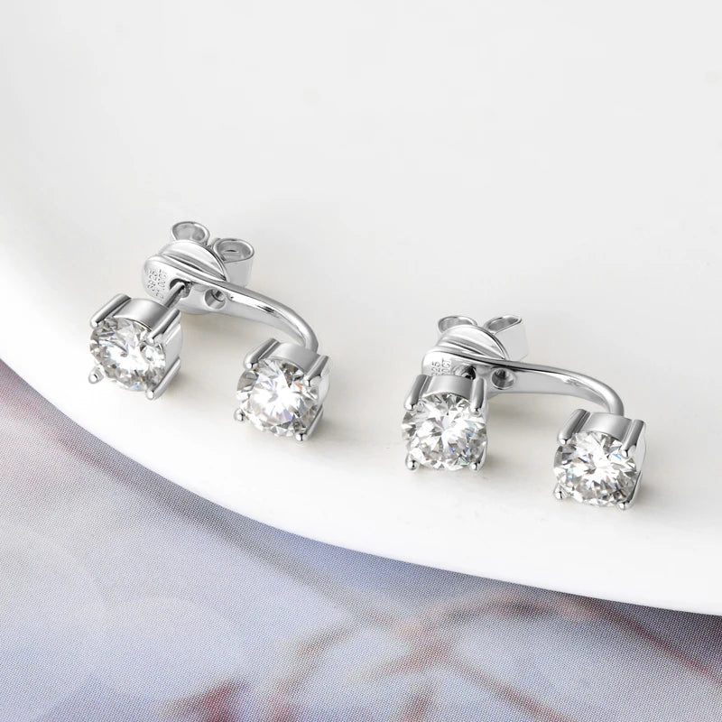 Moissanit Ohrstecker, Rundschliff, 925er Sterlingsilber