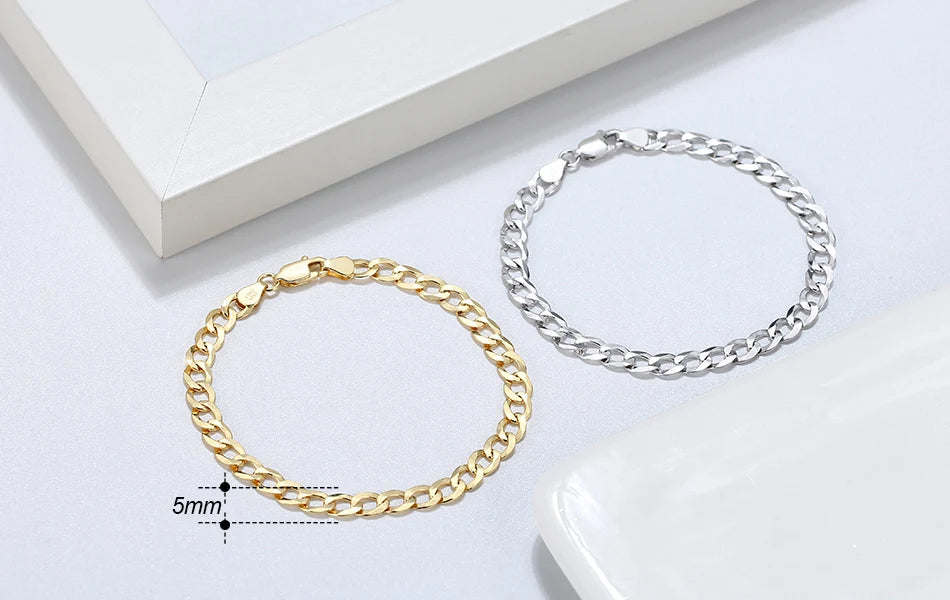 Diamantgeschliffene Gliederkette für Damen & Herren, 925 Sterling Silber