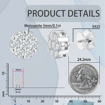 Unisex 925 Sterling Silber Moissanit Ohrring