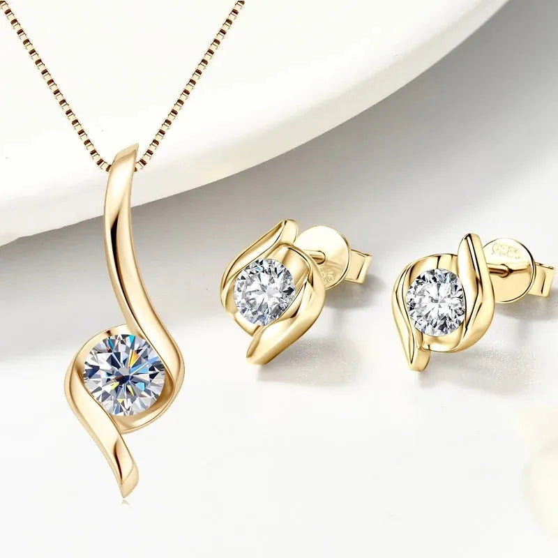 2.0 ct Moissanit-Schmuckset für Damen – 925er Sterlingsilber